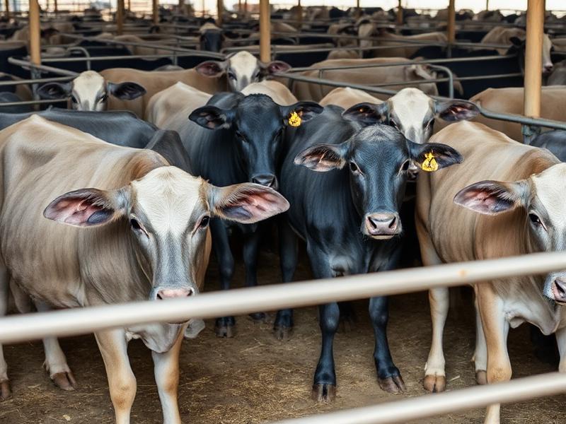 Cattle standing in an auction pen